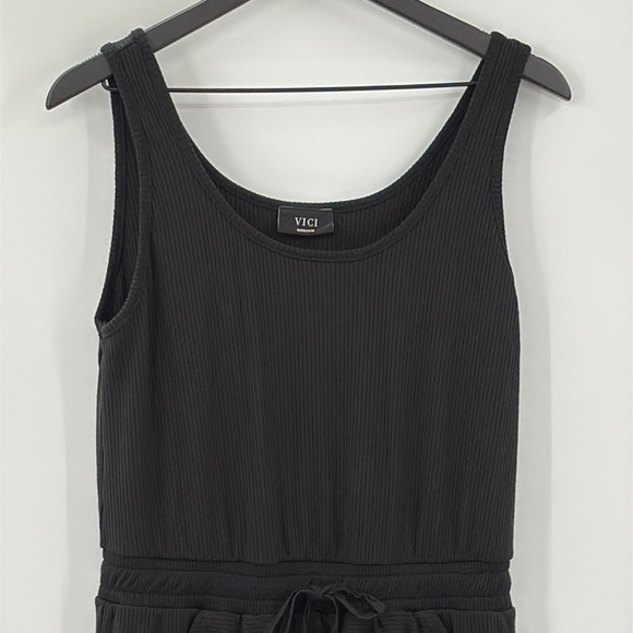 Vici Tank Style Ribbed Jogger Hem Jumpsuit in Black - Size Medium - Picture 2 of 5